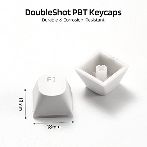 LTC LavaCaps 117-Key PBT Double Shot Keycaps, Translucent OEM Profile for ISO & ANSI Layout 61/68/84/87/98/104 Keys Mechanical Keyboard, with Keycap Puller - (Only Keycaps), White