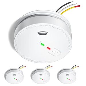 siterlink smoke detector hardwired, smoke alarm interconnected with battery backup, photoelectric fire alarms smoke detectors with led lights, ul217 listed fire alarm for house, gs517, 4 packs