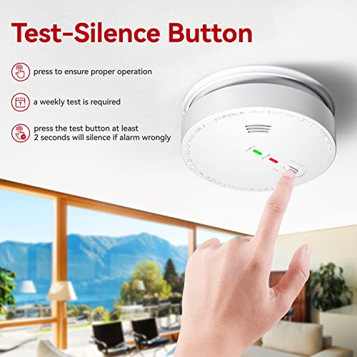 SITERLINK Smoke Detector Hardwired, Smoke Alarm Interconnected with Battery Backup, Photoelectric Fire Alarms Smoke Detectors with LED Lights, UL217 Listed Fire Alarm for House, GS517, 4 Packs