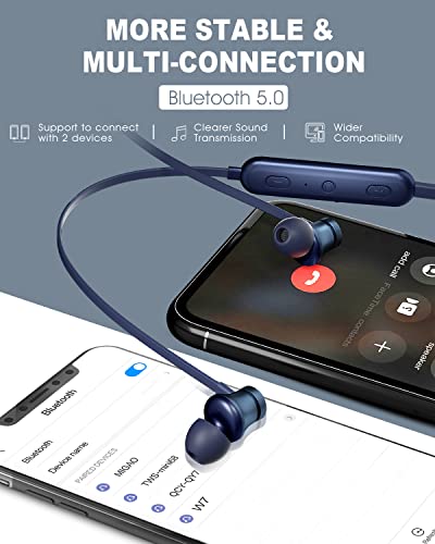 Mubiao Bluetooth Headphones Neckband 20Hrs Playtime V5.0 Wireless Headset Sport Noise Cancelling Earbuds w/Mic for Gym Running Compatible with iPhone Samsung Android