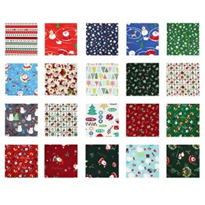 20 sheets christmas fabric bundles sewing craft square patchwork precut printed fabric scraps quilting sewing polyester fabric for diy christmas stocking wreath doll dress apron supply
