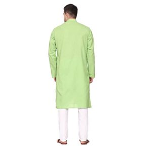 ITOS365 Men Cotton Blend Kurta Pyjama Pajama Set Party Fashion Regular Ethinic Wear Indian Dress Gift for Men Green XL