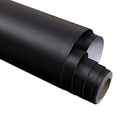 Self Adhesive Brushed Black Stainless Steel Contact Paper for Refrigerator Door Dishwasher Stove Oven Fridge Appliances Removable 15.7x117 Inches