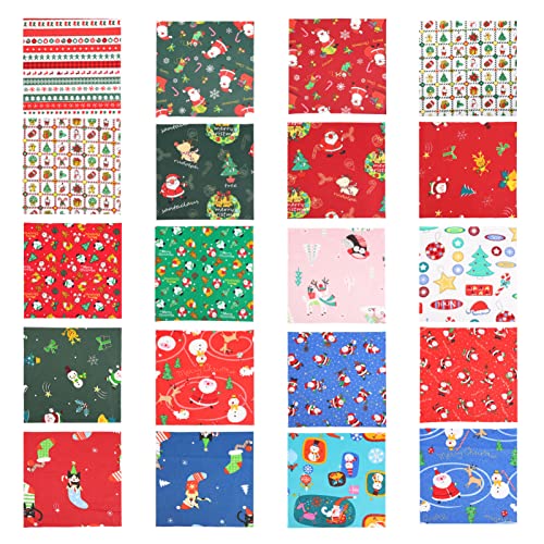 Fabric Fabric Christmas Fabric Bundles Sewing Craft Square Patchwork Printed Fabric Scraps Quilting Sewing Fabric for DIY Christmas 20Pcs Quilting Quilted