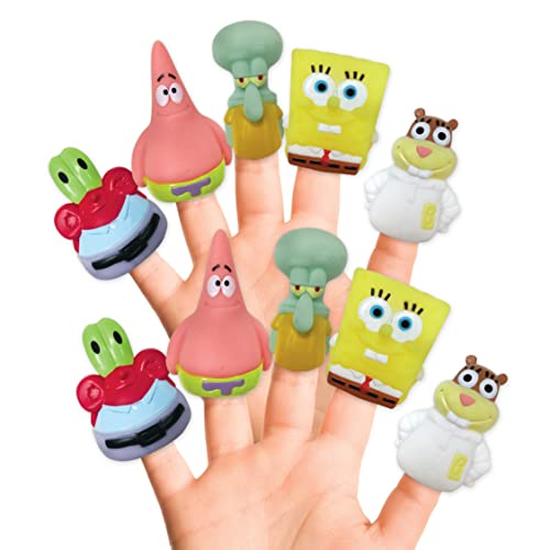 Nickelodeon Spongebob Squarepants 10 Pc Finger Puppet Set - Party Favors, Educational, Bath Toys, Story Time, Floating Pool Toys, Beach Toys, Finger Toys, Playtime