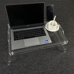clear bed table tray with laptops and phone holder for reading,eating breakfast in bed tray with folding legs