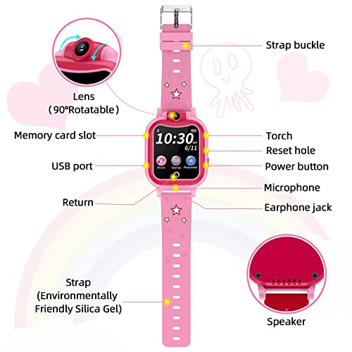 2Pack Kids Smartwatch Watch,Touchscreen Children Smart Watch with Mp3 Pedometer Flashlight Games Radio for Age 4-12 Years