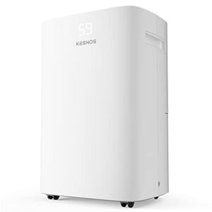 kesnos 5500 sq. ft. large dehumidifier, 100 pints dehumidifiers with drain hose for basements, bedrooms, bathrooms, laundry rooms - with intelligent control panel, front display, 24 hr timer and 1.32 gallon water tank