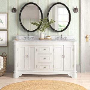 Kitchen Bath Collection Katherine 60-inch Double Bathroom Vanity (White/Carrara): Includes White Cabinet with Authentic Italian Carrara Marble Countertop and White Ceramic Sinks