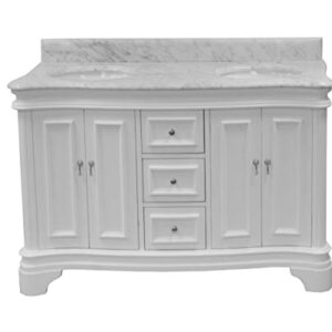 Kitchen Bath Collection Katherine 60-inch Double Bathroom Vanity (White/Carrara): Includes White Cabinet with Authentic Italian Carrara Marble Countertop and White Ceramic Sinks