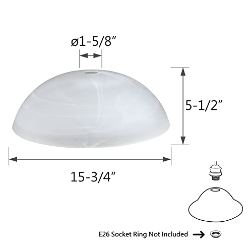 Aspen Creative 23141-11 Alabaster Shade for Medium Base Socket Torchiere, Swag Lamp and Pendant, 15-3/4" Diameter x 5-1/2" High, 1 Pack Replacement Glass