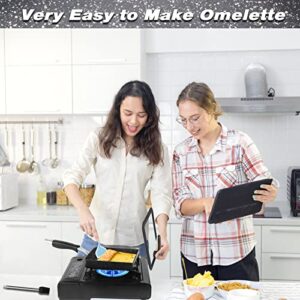 Auchq Tamagoyaki Pan Japanese Omelette Pan/Dishwasher Safe Cooking Pan with Glass Lid/Japanese Egg Pan Nonstick Coating (PFOA Free) / Omelet Pan Small Egg Frying Pan Spatula & Brush(PAN-A)