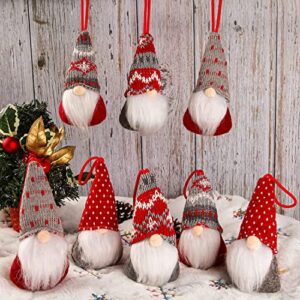 christmas gnomes hanging ornaments set of 8, swedish gnome handmade plush santa elves christmas tree hanging decorations holiday xmas decorations