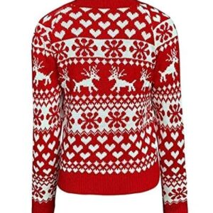 ZAFUL Women's Christmas Reindeer Xmas Snowflake Patterns Knitted Sweater Long Sleeve Elk Floral Printed Pullover