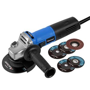 avid power angle grinder, 7.5-amp 4-1/2 inch electric grinder power tools with grinding wheels, cutting wheels, flap disc and auxiliary handle for cutting, grinding, polishing and rust removal - blue