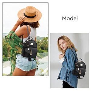 I IHAYNER Girls Fashion Backpack Mini Purse Backpack for Women Small Leather Backpack Purse for Teen Girls with Coin Purse and Tassel Black