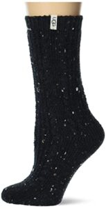 ugg women's radell cable knit crew, black speckled, one size