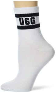 ugg women's dierson logo quarter sock, white/black, o/s