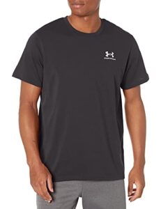 under armour men's standard heavyweight short sleeve t-shirt, (001) black / / white, large