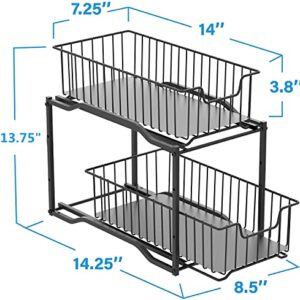 Simple Trending Stackable 2-Tier Under Sink Cabinet Organizer with Sliding Storage Drawer, Black