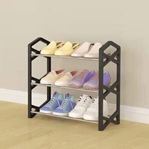 LODFHLL 3-Tier Small Shoe Rack，Metal Lightweight Shoes Shelf Multifunctional Organizer Stackable Stand Footwear Display Shelf，for Closet Hallway Entryway Living Room Bedroom (3-Tier Black Shoe Rack)