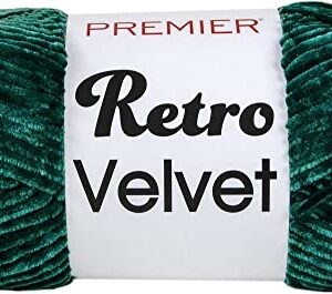 Premier Yarns Retro Velvet Emerald 1088-12 (3-Skein) Same Dyelot Chunky Bulky #5 Soft Knitting Yarn 100% Polyester Bundle with 1 Artsiga Craft Bag