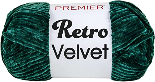 Premier Yarns Retro Velvet Emerald 1088-12 (3-Skein) Same Dyelot Chunky Bulky #5 Soft Knitting Yarn 100% Polyester Bundle with 1 Artsiga Craft Bag