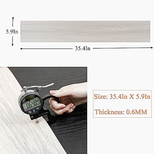 NUFLR Peel and Stick Floor Tile Waterproof, Floor Tile Easy to Paste, Vinyl Flooring Plank Tile for RV, Bedroom Living Room Kitchen and More（6Inx35Inx10pcs）