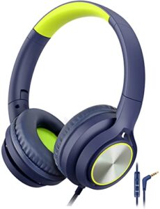 voopwink kids headphones with microphone, wired over ear headsets with limited volume 85db/ 94db for boys girls teens children online school/travel/ipad/tablet/cellphone