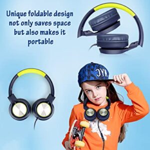 Voopwink Kids Headphones with Microphone, Wired Over Ear Headsets with Limited Volume 85dB/ 94dB for Boys Girls Teens Children Online School/Travel/iPad/Tablet/Cellphone