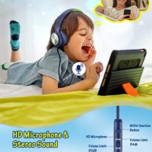 Voopwink Kids Headphones with Microphone, Wired Over Ear Headsets with Limited Volume 85dB/ 94dB for Boys Girls Teens Children Online School/Travel/iPad/Tablet/Cellphone