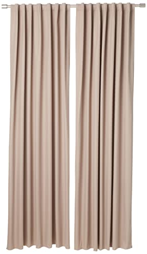 Amazon Basics Room Darkening Blackout Window Curtains with Back Tab Hanging Loops - 52" x 96", Taupe