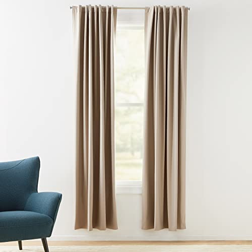 Amazon Basics Room Darkening Blackout Window Curtains with Back Tab Hanging Loops - 52" x 96", Taupe