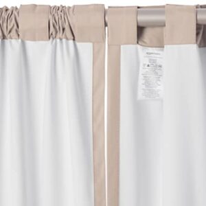 Amazon Basics Room Darkening Blackout Window Curtains with Back Tab Hanging Loops - 52" x 96", Taupe