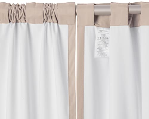 Amazon Basics Room Darkening Blackout Window Curtains with Back Tab Hanging Loops - 52" x 96", Taupe