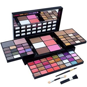 all in one makeup kit for women full kit, 74 colors professional makeup gift set, include 36 eyeshadow, 16 lip gloss, 12 glitter cream, 4 concealer, 3 blusher, 2 highlight and contour, 1 bronzer