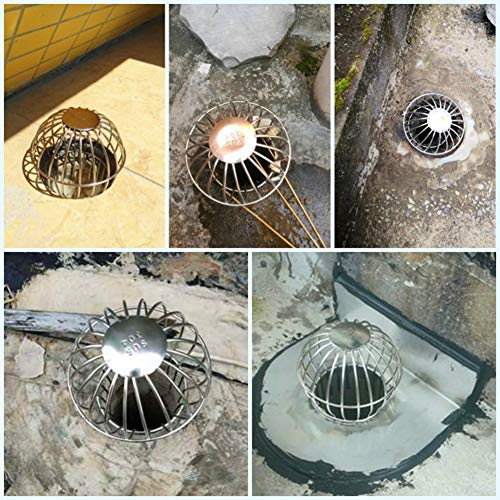 Gutter Guard,304 Stainless Steel 3 inch Cleaning Rooftop Filter Strainer,Drain Cover Cleaning Tool,Outdoor Roof Blocking Proof Line Cap Round Floor Net Cover,Keep Water Flow Free(50 Tubes)
