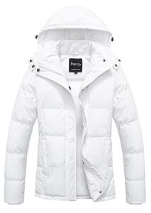 pursky women's winter coats lightweight long-sleeve full-zip water-resistant packable hooded puffer jacket white 2xl