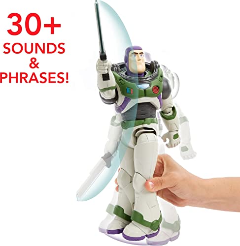 Disney and Pixar Lightyear 12-in Action Figure with Motion, Lights & Sound, Buzz Lightyear with Slashing Laser Blade