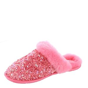 ugg women's scuffette ii chunky sequin slipper, pink jasmine, 5