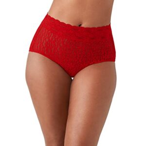 wacoal women's halo lace brief panty, barbados cherry, large