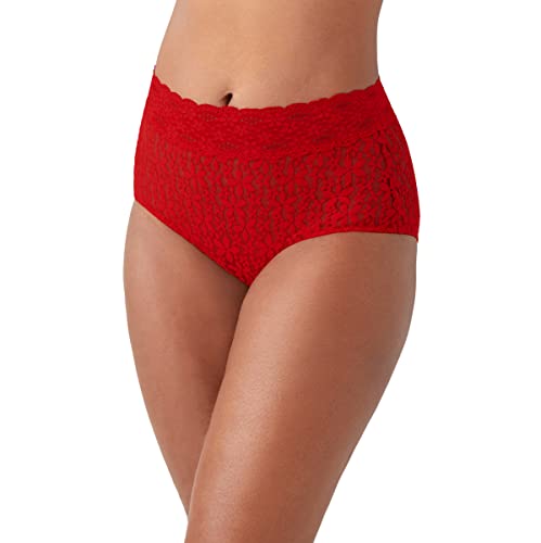 Wacoal Women's Halo Lace Brief Panty, Barbados Cherry, Large