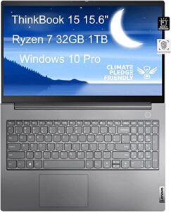 lenovo thinkbook 15 gen 3 acl 15.6" fhd (amd 8-core ryzen 7 5700u (beat i7-1165g7), 32gb ram, 1tb ssd) business laptop, backlit keyboard, fingerprint, webcam, windows 10 pro / windows 11 pro - 2023