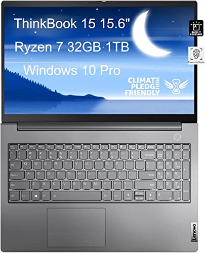 Lenovo ThinkBook 15 Gen 3 ACL 15.6" FHD (AMD 8-Core Ryzen 7 5700U (Beat i7-1165G7), 32GB RAM, 1TB SSD) Business Laptop, Backlit Keyboard, Fingerprint, Webcam, Windows 10 Pro / Windows 11 Pro - 2023