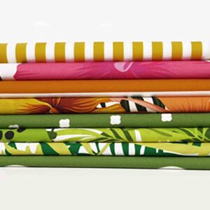 Soimoi 8 Pc Fat Quarter Bundle - Tropical Print 18"x 22" DIY Patchwork- 100% Cotton Pre-Cut Quilting Fabric (Green & Orange)