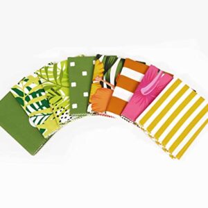 Soimoi 8 Pc Fat Quarter Bundle - Tropical Print 18"x 22" DIY Patchwork- 100% Cotton Pre-Cut Quilting Fabric (Green & Orange)