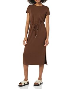 amazon aware women's modal dropped shoulder midi dress (available in plus size), deep brown, 3x