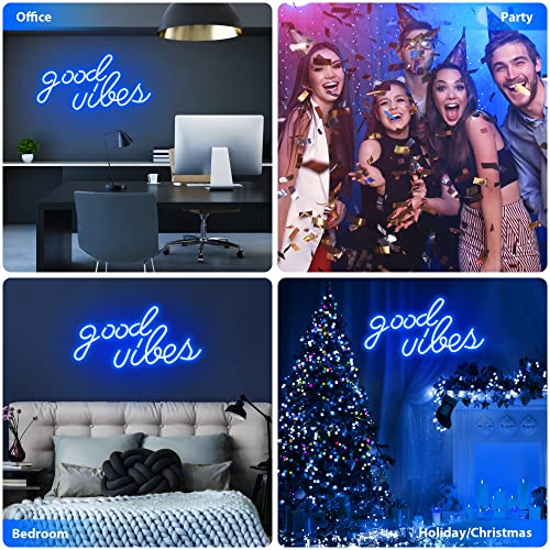 Olekki Blue Good Vibes Neon Sign - LED Neon Signs for Wall Decor, Neon Lights for Bedroom, Neon Wall Signs (16.1 x 8.3 inch)