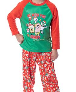 Nickelodeon Boys' SpongeBob SquarePants A Krabby Christmas Pajama Set (8) Red