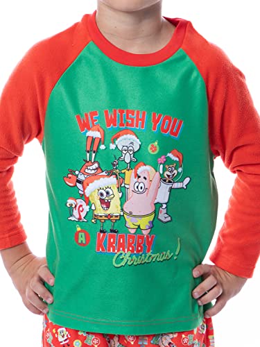 Nickelodeon Boys' SpongeBob SquarePants A Krabby Christmas Pajama Set (8) Red